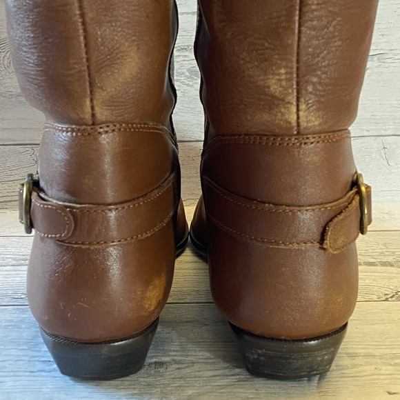 White Mountain Boots Womens 8.5 Brown Leather Pointed Riding Buckle Strap Tall - Picture 8 of 16